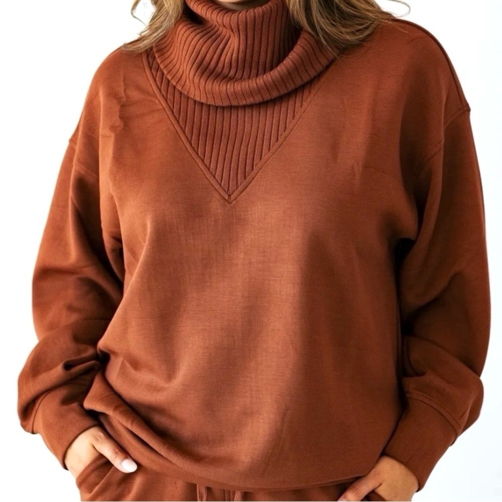 Rae Mode Scuba Luxe Chestnut Turtleneck Sweatshirt